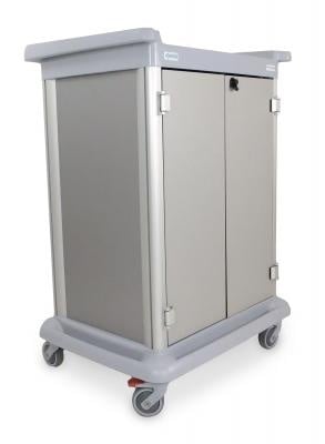Essential trolley 10, with 2 doors, grey, height 110 cm, without docking clamp