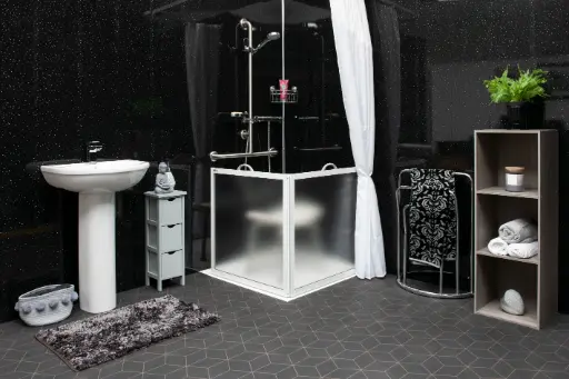 Paroi de douche Essentiel indépendante - 2 parties - 80 cm de haut - blanc/frost