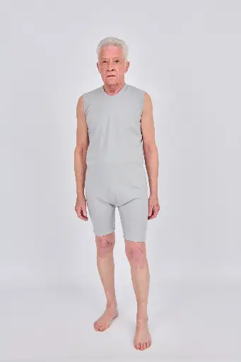 Grijze body zonder mouwen, ritssluiting op de rug