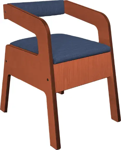Luxury commode chair/seat Scandi - walnut/blue