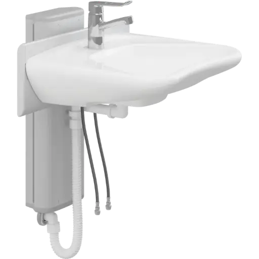 Cadre mural pour lavabo PLUS, réglable en hauteur électriquement, et lavabo MATRIX CURVE