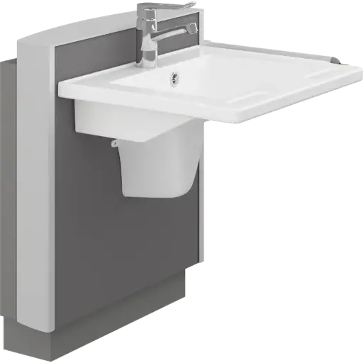 Cadre mural pour lavabo SELECT, réglable en hauteur électriquement, et lavabo MATRIX SMALL