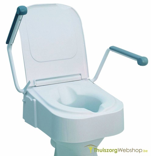 Surélévation de toilettes réglable en hauteur avec accoudoirs