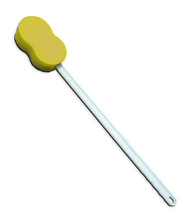 Éponge de bain sur manche en plastique pliable blanc