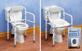 Toilet frame with Uniframe backrest, foldable