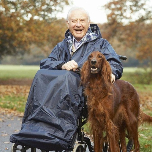 Vollständiger Regencape mit Ärmeln für Rollstuhlfahrer