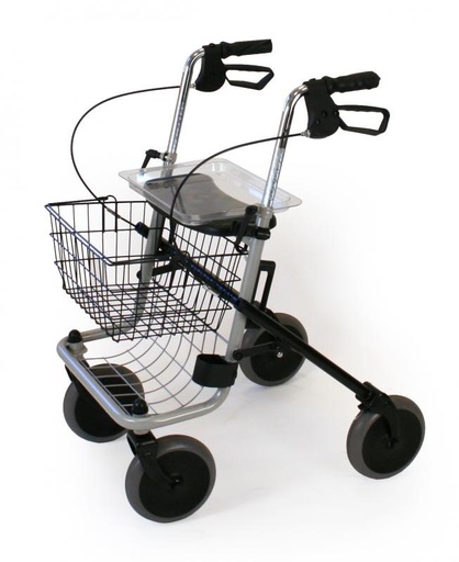 Plooibare rollator met 4 wielen met zitje in grijs