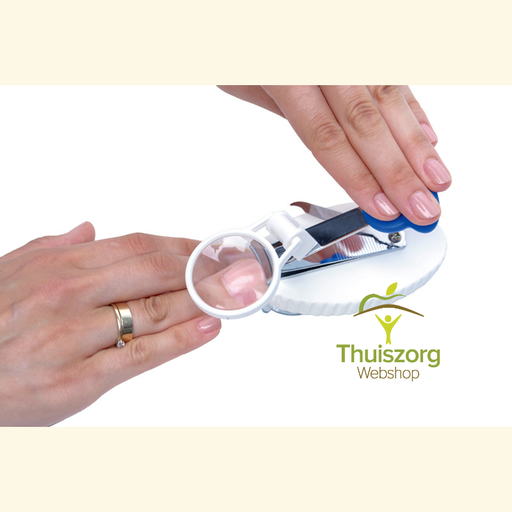 Nagelknipper op zuignappen met vergrootglas voor éénhandig gebruik