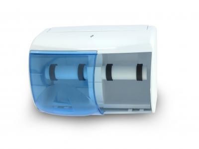 Double séparateur de papier toilette horizontal en plastique.